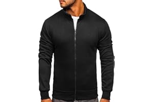 BOLF Uomo Felpa Senza Cappuccio con Cerniera a Zip Maglia Manica Lunga Tempo Libero Sport Fitness Outdoor Basic Casual Style Mix 1A1