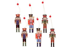 ABOOFAN 6pcs Nutcracker Ornaments Wooden Nutcracker Soldier Pendants Dolls Hanging Decorations Figures Puppet Toy Gifts Pendants