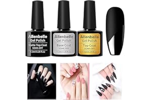 Allenbelle Gel Base and Matte Mirror Top Coat Sets, UV LED Shellac Top Coat Base Coat and Matte Top Coat, No Wipe Gel Top Coat and Base Coat, Soak Off Matte Mirror Top and Base Coat Gel Polish Set