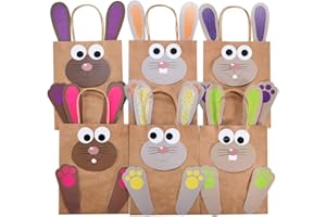KOHMUI 6 DIY Osterhasen Tüten, Bunte Geschenktüten zu Ostern Party zum selber Befüllen, Osternester Papiertüten Bastelset zum Verpacken von Geschenken für Kinder und Erwachsene