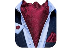 DiBanGu Mens Cravat Self Tie Jacquard Woven Paisley Ascot Tie and Pocket Square Cufflinks Set Formal Casual