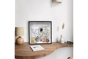 Suerhatcon Adventure Archive box, Wood Travel Memory Box 30x30cm Travel Tickets Shadow Box for Movie Sporting Travel Tickets Stubs