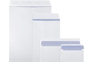ZONON 4 Sizes Seal Flap Self Stick Envelopes with Strong Peel, Businesses Envelopes Designed for Secure Mailing, 200 Pieces, 10 x 13 Inch, 6 x 9 Inch, 4-1/8 x 9-1/2 Inch, 3-5/8 x 6-1/2 Inch (Without Window)