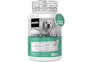 ANIMIGO Coprophagia Deterrent for Dogs - 120 Chicken-flavour Dog Stool Repellent Tablets with Probiotic & Prebiotic - Helps Stop Puppy Eating Poop, Supports Digestion & Freshens Breath - Dog Breath Freshener