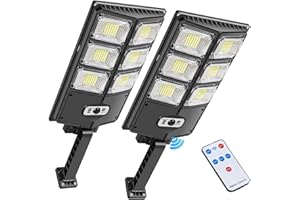 PEAKRO Farolas Solares Exterior, 150W 252LED Luz Solar Jardín con Control Remoto, Foco Solar Potente Sensor de Movimiento IP65 Impermeable 3 Modos Ajustable Farola Solare Lampara Exterior Patio (2)