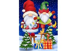 RICUVED Christmas Diamond Painting Kits for Adults,Gnomes Diamond Painting Kits DIY 5D Round Full Drill Christmas Tree Diamond Art Kits Diamonds Picture Arts Craft for Home Wall Art Decor 11.8x15.8
