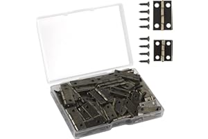 VIPMOON 70 Mini Cerniere Bronzo,Cerniere Legno Piccole Acciaio Inox Cerniere Mobili a Scomparsa Cerniera per Legno con 300 Viti per Armadio,Cassapanca in Legno,Bricolage,Finestra (24x15 mm + 18x15 mm)