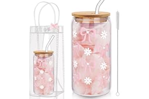 Zernblend 1 pièce 16 Oz Verre avec Couvercle et Paille, 1 Sac Transparent et 1 Brosse, Clean Girl, Pink Stuff, Aesthetic
