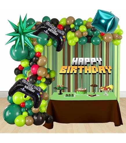 Kit Completo Per Decorazioni Festa Con Palloncini Pixel E Arco A Tema Compleanno - 139 Palloncini + Foil