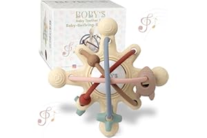 BOBY´S Sensorischer Beißring Navajo White - Motorikspielzeug aus BPA-freiem Silikon - Zahnhilfe und Rassel in Einem - Multifunktionales Baby-Spielzeug Leicht zu Reinigen