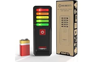 KAIWEETS EMF Meter for AC Magnetic Fields, 5-Color LED, Detects 0.1–20mG Across 30Hz–20kHz, ±5% Accuracy, Includes 9V Battery – for Ghost Hunting, Home, Office, and EMF Testing