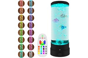 ‎ALEENFOON ALEENFOON Fisch Lavalampe Aquarium Blasenlichtlampe mit Fisch, Aquarium-Stimmungslampe mit Fernbedienung für Die Dekoration USB Farbe Nachtl Dekorati