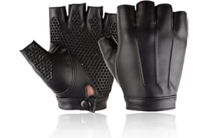 RDWESZOD Guanti senza dita per uomo, donna, adolescente, pelle PU, sport all'aria aperta, colore nero