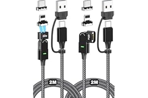 HanCenDa 60W USB C Magnet Ladekabel 4 in 1 Magnet Ladekabel, 180° Ladekabel Magnetisch,3A Schnelllade & Datenübertragungs Magnetkabel für Typ C/i-Products/Galaxy S22/S23/S23ultra/MaBook/PadPro
