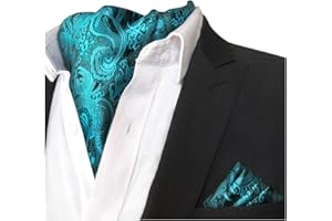 CANGRON Set cravatta e fazzoletto da taschino da uomo con motivo paisley ascot DLJP2ZH