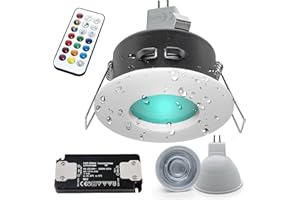 PLANETITALY Spot encastrable, IP65, LED, adapté pour chromothérapie, pour cabine de douche, salle de bain, RGB, 3W, 12V, alimentation Blanc