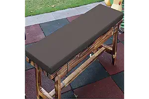 Zoomlie Cojín de banco para muebles de exterior, impermeable, 100/110/120/140/150 cm de largo, 5 cm de grosor, cojín de sofá para patio, césped, balcón (gris oscuro, 120 x 35 x 5 cm)