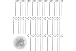 AJINACIOUS 300Pcs Stainless Steel Eyepins, Stainless Steel Open Eye Pins for Jewelry Making, Open Eye Pin for Earring Pendant Bracelet Jewelry DIY Craft Bead Earring Necklace(Silver, 40mm, 2mm Hole) (300)