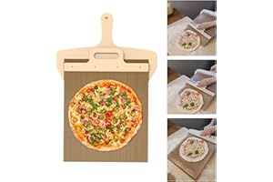 WIOONI 58x30cm Pizzaschieber, Sliding Pizza Peel mit Griff und Backtuch Antihaftbeschichteter Pizza Slider für Einfache Übertragung von Pizza, Kuchen, Brot, Pizza Zubehör (Braun)