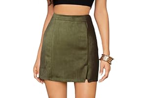 Maeau - Gonna da Donna Corta Gonna Camoscio Sintetico Vita Alta Gonne A-Line Eleganti Gonna A Tubino Slim Gonna Casual Moda con Cerniera per Quotidiano Party Festa