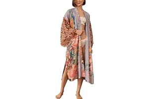 YOUKD Kaftan Lungo Estivo da Donna Maxi Abito Bohémien Accappatoio da Spiaggia Kimono Spazioso Taglia Unica