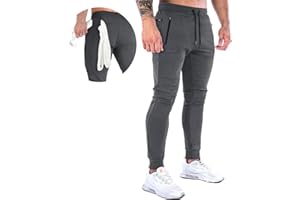 MakingDa Mens Jogger Gym Sweatpants Slim Fit Tracksuit Bottoms Fitness Running Workout Jogging Trousers with Zip Pockets