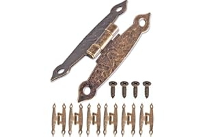 HOMETOOLS.EU Fuxxer® Lot de 6 charnières antiques, design bronze fer, pour armoires, portes, coffres, boîtes de conserve, style vintage, maison de campagne rétro, 65 x 34 mm