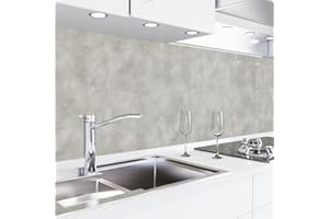 danario Rivestimento Paraschizzi Cucina Adesivo da Parete - Effetto 3D - Spesso e Rigido - Ignifugo e Resistente all'Acqua - 0,75 mm - Cemento Chiaro - Campione