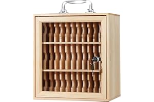 LVRUIEDS Custodia per cellulare, con scomparti da 12/15/20/25/30/40, chiusura trasparente per cellulare con serratura, armadietto per cellulare da scrivania (Wood, 36 slot)