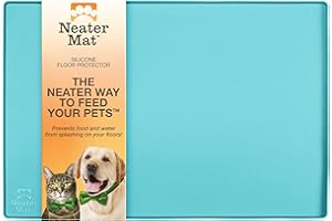 Neater Pet Brands Napfunterlage Hund und Katzen Wasserdicht - Silikon Katzen- und Hundenapf Unterlage - Futtermatte Hund und Katzen Schützt Böden vor Futter und Wasser (48,3 x 30,5 cm, Aquamarin)