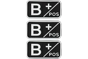 ‎RANSTAC Ranstac Blutgruppen Klett Patch Rubber Blutgruppe Aufnäher 3 Stück A/B/O/AB NEG POS Schwarz Nachtleuchtend CJ/XXT-01