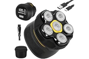 HIGOOM Head Shavers for Men, Electric Shavers for Bald Men with Type-C Charge, Waterproof 6D Rotary Shavers with Travel Lock, Wet/Dry Use,with LED Display