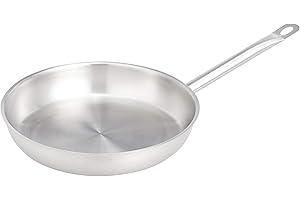 Amazon Basics Sartén de acero inoxidable con revestimiento de aluminio, 28 cm, Plateado(Anteriormente Marca AmazonCommercial)