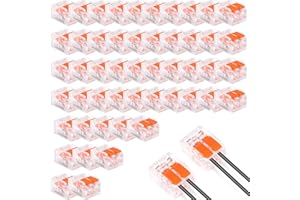 AJKEOO Conectores Electricos Rapidos, 50 Piezas Conectores Electricos con Palanca, 4mm² Empalmes Cables Electricos, 2 puertos Fichas de Empalme Electrico,Puede Combinar Libremente