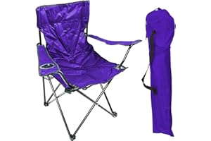 Mojawo Sedia da pesca, pieghevole, da campeggio, da pesca, con portabicchieri e borsa in viola