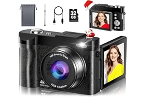MAXMANGO Cámara Digital, 4K 50MP Camara de Fotos 16X Zoom, Cámara Compacta con Pantalla Flip De 180° De 2,8", Autofocus Vlogging Cámara con 32GB, Recargable Fotográfica para Principiantes, Adolescentes