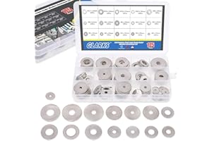 Glarks Assortiment de 175 rondelles de garde-boue en acier inoxydable 304 M3, M4, M5, M6, M8, M10, M12