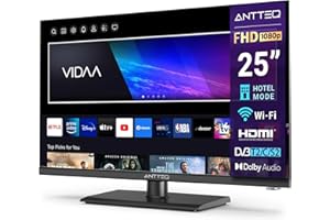 Antteq V25 Smart TV 25 Pollici (62cm) 1080P Full HD, Vidaa App Store Youtube/Netflix/Prime video, Triple Tuner, Wifi，HDMI，USB