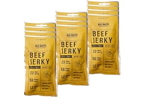 THE MEAT MAKERS High Protein Snack Ginger and Honey Beef Jerky 480g (12x40g) | Cecina de Ternera Con Jengibre y Miel, Cecina de Vaca, Snack de Carne, Carne Seca Para Personas