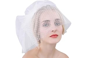 IBLUELOVER Voile de Mariage Femme Chapeau Fascinator Voile Mariée avec Peigne Coiffure Mariage Bride Tulle Elégant Voilette en Maille Accessoire Déguisement Photographe Cérémonie Fête