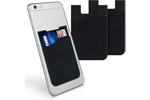 kwmobile 3X Tarjetero para móvil - Funda para Tarjetas de Silicona - Tarjetero para Pegar en la Parte Trasera - Negro/Gris/Blanco