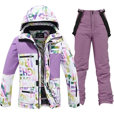 Adventskalender Für Paare 2024 Sex Skijacke & Hose Set Damen/Herren – Wasserdicht, Warm, 2-teilig (Winter) Skijacke Schwarz Damen