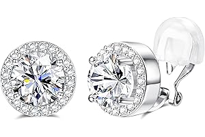 Sllaiss Kolczyki Clip On dla kobiet Kolczyki z klipsem Okrągłe kolczyki z cyrkoniami i perłami bez przekłucia Klipsy do uszu Złoty Srebrny klips Na kolczykach