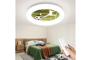 Kuwork Lampara Techo Infantil, Plafon LED Techo Regulable con Control Remoto, Fútbol Luces con Timing y Función de Luz Nocturna para Lampara Dormitorio Juvenil Salon Habitacion,40CM