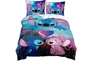 PIIMNT Stitch Ropa de Cama, Stitch Funda De Almohada, Stitch Regalos Cosas De Stitch Niña Stitch Funda Edredon Cama 200, Sabanas Stitch Funda Cama Stitch Cama Regalos para NiñOs (200x200cm)