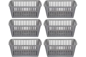 WHITEFURZE 25 cm Silver Plastic Handy Basket Storage Basket - Pack of 6