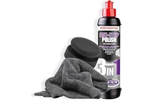 Detailmate Menzerna Kit de Polissage: Menzerna 3 en 1 One - Step Polish + detailmate éponge de Polissage Manuelle + detailmate Chiffon en Microfibres pour Vernis 40x40 cm