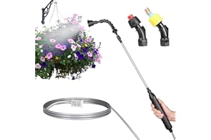 VANPET Watering Wand For Hanging Baskets, Garden Hose Sprayer With Adjustable Nozzle, Car Pet Window Cleaning Tool, Great For Watering Seedbeds, Hanging Plants, Deck Plants. (Battery Powered Watering Wand)