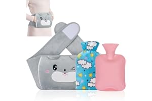 Yungden Hot Water Bottle with Waist Cover, 120cm Cute Animal Wrap Around Warm Water Bottle Belt, Wearable Hot Water Bag Pouch for Belly Hands Neck Back Shoulder Legs & Period Cramps