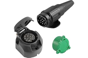 SPARKMOTO Anhänger Stecker 13 Polig und Anhänger Steckdose 13 Polig,nach ISO11446,12V Wasserdicht 13 Polige Anhänger Stecker Steckdose für KFZ Anhänger Wohnwagen PKW AHK Adapter Steckdose Stecker(Neu)